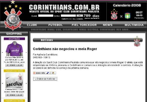 Reproduo Site Oficial Corinthians