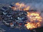 Tsunami no Rio Natori, em Miyagi, depois do terremoto que atingiu o Japo