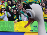 A torcida brasileira compareceu ao estdio Ciudad de La Plata para apoiar a Seleo de Mano