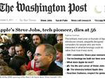 No americano The Washington Post: &quot;Pioneiro tecnolgico da Apple, Steve Jobs morre aos 56 anos&quot;