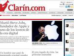 No argentino El Clarn: &quot;Morreu Steve Jobs, fundador da Apple e um dos icones da era digital 