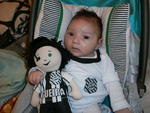 Quero homengear o pai do meu filho, Bruno Costa, com a foto do nosso filho Enzo com a camisa do nosso lindo time Figueira