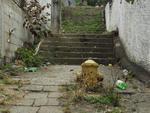 Centro - REPROVADO - Hidrante enterrado na escadaria, sem acesso ao registro de abertura.