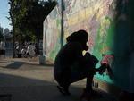 A Rua Itapiranga, nos fundos da Vila Germnica, em Blumenau, recebeu as cores e formas de 25 grafiteiros que participaram do projeto Escritores de Rua.