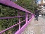 Domingo: Ponte na Rua XV de Novembro, em Blumenau,  pintada em homenagem ao Outubro Rosa