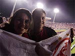 Bruna e Ju no intervalo do jogo