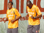 Gil (E) e Christian (D) no treino desta tarde