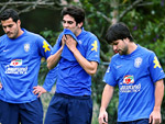 Jogadores fizeram treino fsico e corridas nesta tarde, na Granja Comary