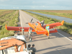 Os fortes ventos tornaram muito perigosa a ao das equipes. Um avio agrcola juntou-se ao helicptero do Ibama para ajudar na conteno do incndio 