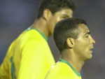 Romrio e Jardel durante a nica derrota do Brasil no Uruguai pelas Eliminatrias