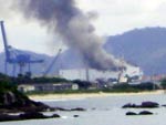 Incndio atinge a estrutura do Iceport, o frigorfico automatizado do Porto de Navegantes (Portonave)