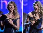 Taylor Swift recebendo o grammy