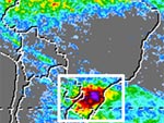 Satlite mostra a concentrao de chuva nos ltimos dias em Santa Catarina