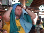 Torcida reunida no bairro Itoupava Norte, em Blumenau