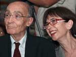 Em 2008, Saramago participou de ato comemorativo ao aniversrio de 10 anos de seu Nobel. Na foto, ele est junto com sua esposa, Pilar del Ro,