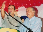 Candidato Vieira da Cunha, do PDT, com Brizola