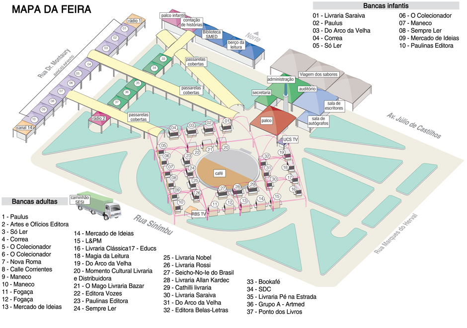 mapa da feira do livros - caxias do sul